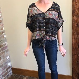 Aztec Print Crop Top